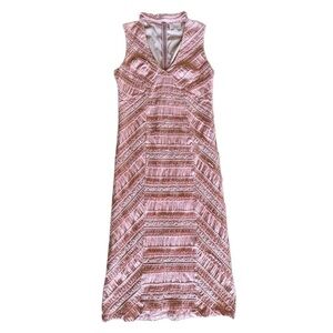 Cinq à Sept Kora Lace Choker Midi Dress Pink Size 12 Excellent